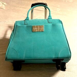 INITIALS. Leader Rolling Computer Case. Color Blue. Faux Suede.